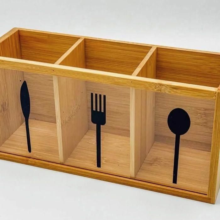 Organisateur de Couverts - AYA HOME - Bambou - 3 Compartiments - Écologique - Design Élégant
