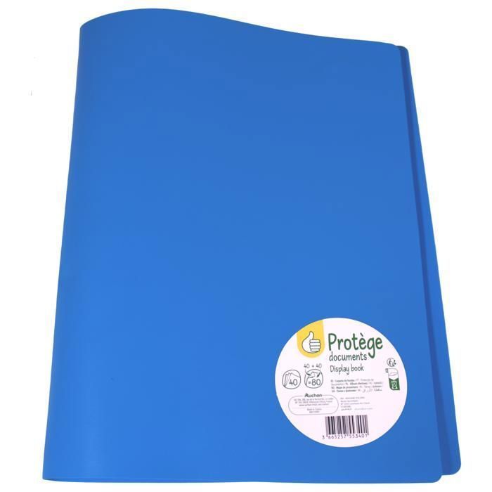 Protège-documents - AUCHAN - 40 vues - Polypropylène - Bleu - Économique