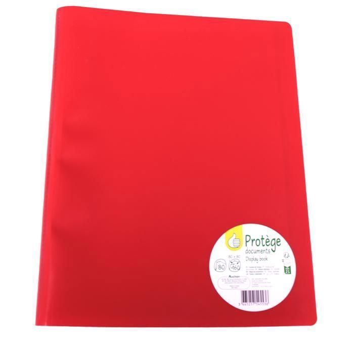 Protège documents - AUCHAN - 40 vues - Rouge - Polypropylène - Économique