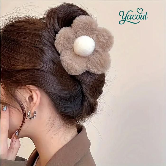 Accessoire cheveux fleur peluche douce look raffiné chic multicoleur