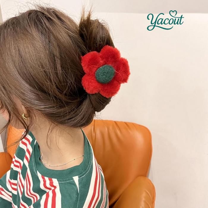 Pince cheveux fleur moelleuse douce pour tous styles multicoleur