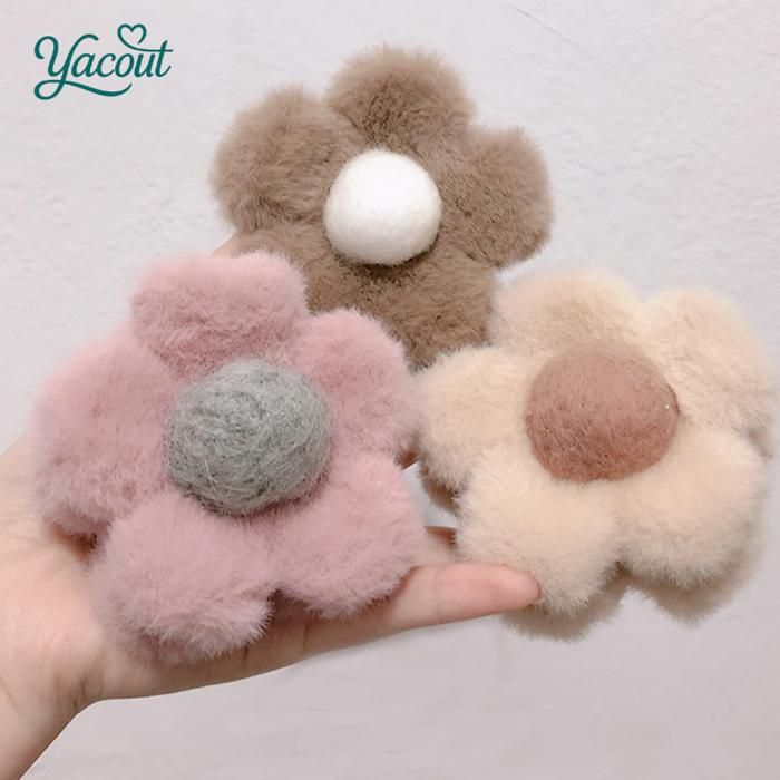 Barrette cheveux fleur moelleuse douce style naturel multicoleur