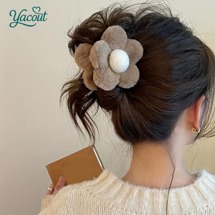 Barrette cheveux fleur peluche chic douce qualité premium multicoleur
