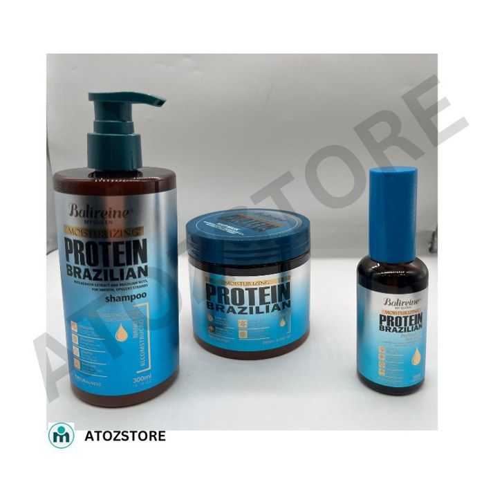 Pack Cheveux Balireine shampoing 300ml + masque 250 ml + sérum 50 ml Protein Brazilian, Sans sulfate