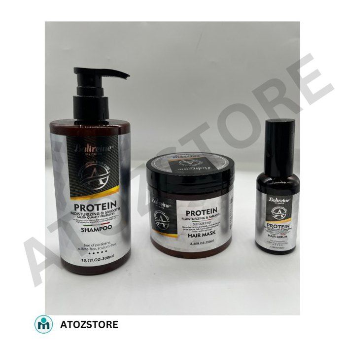 Pack Cheveux Balireine shampoing 300ml + masque 250 ml + sérum 50 ml PROTEIN noir Sans sulfate
