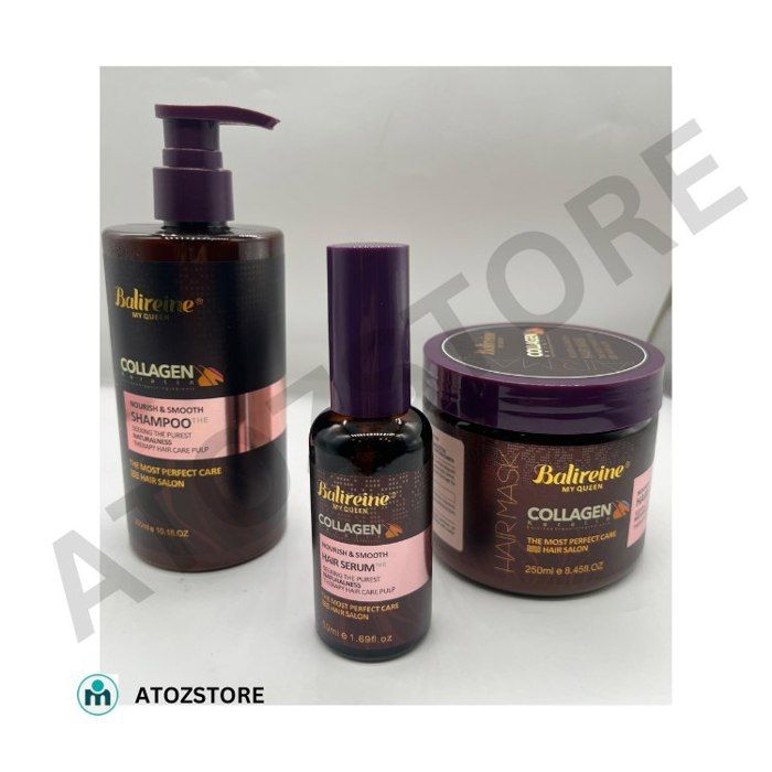 Pack Cheveux Balireine shampoing 300ml + masque 250 ml + sérum 50 ml COLLAGEN, Sans sulfate