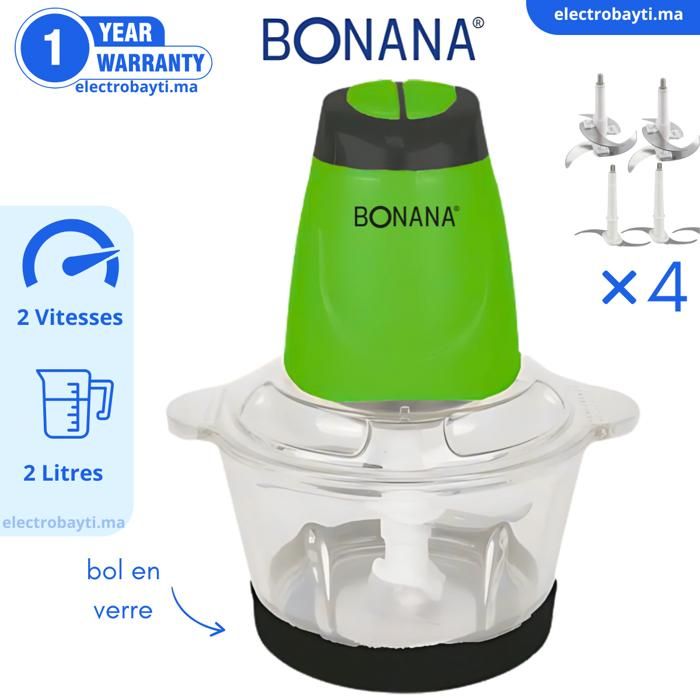 Bonana - Hachoir Électrique Avec Un Bol En Verre - Vert