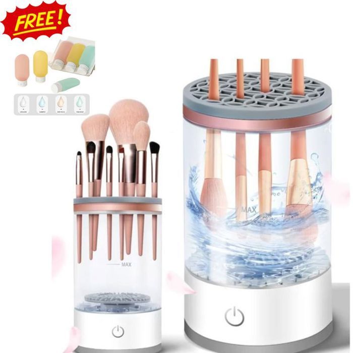 Nettoyant pinceaux maquillage antibactérien + bouteille de voyage étanche en silicone