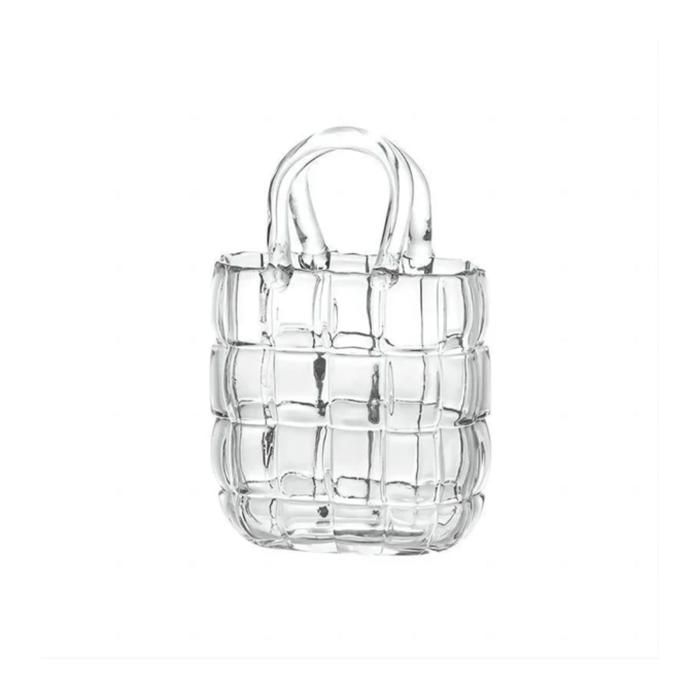 SAC DESGN VASE DE FLEUR EN VERRE TRANSPARANT 19X10X27CM