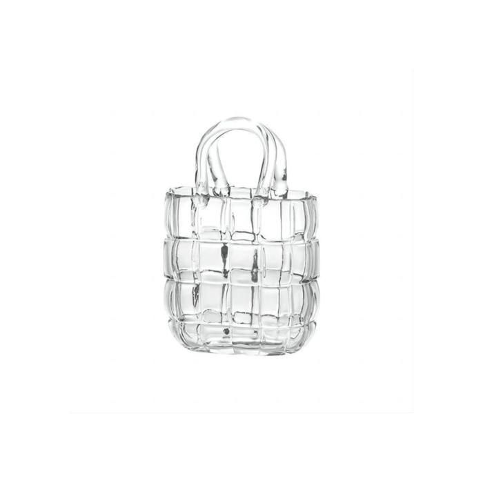 SAC DESGN VASE DE FLEUR EN VERRE GRIS  14.5X8X22CM