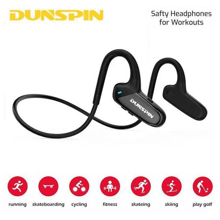 DUNSPIN Original Écouteurs sans fil Bluetooth V5.0, oreillettes à Conduction osseuse