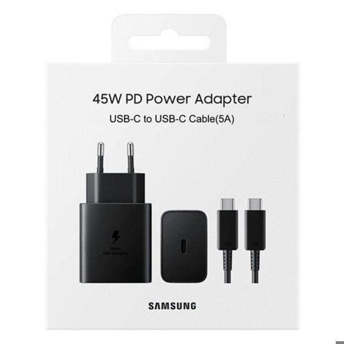 Chargeur Super Fast 45W S21/S22/S23/S24 Noir Compatible Fast Charge Iphone 16 et 17