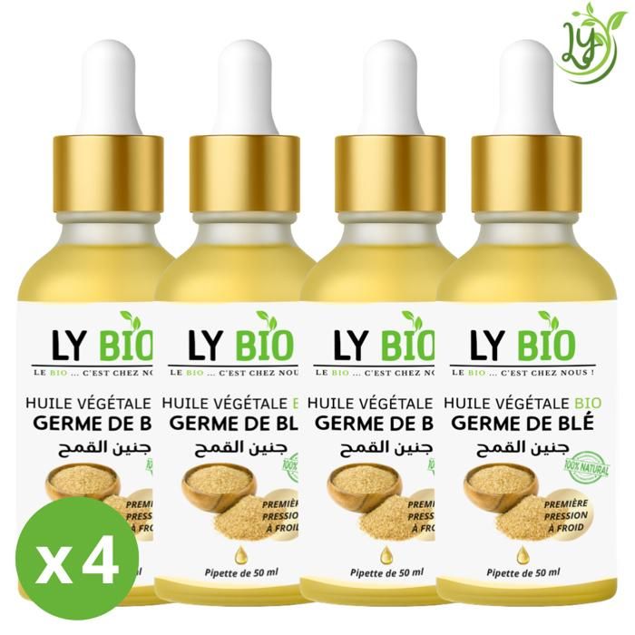 Huile de germe de blé - LYBIO - 50ml - Lot de 4 bouteilles - Nourrissant - Mixte