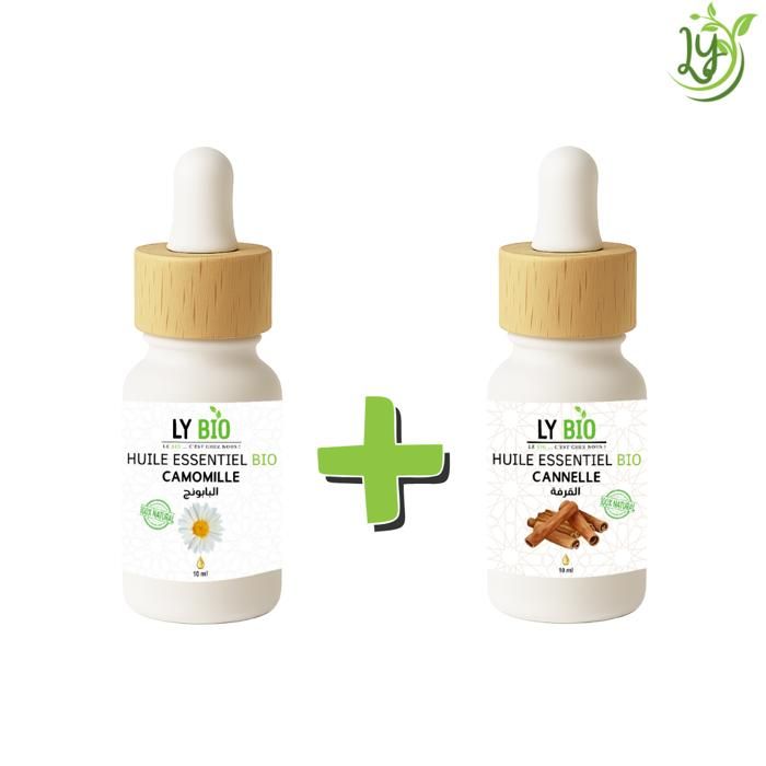 Pack Huile Essentielle - LYBIO - Camomille 10ml - Cannelle 10ml - Propriétés apaisantes - Antibactérien