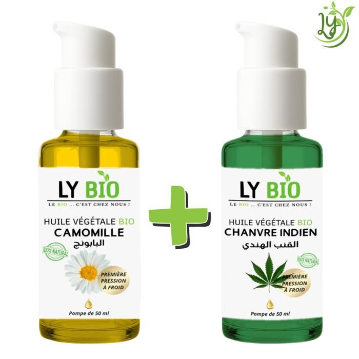 Pack Huile Camomille et Chanvre - LYBIO - 50ml - Apaisant - Hydratant - Tous types de cheveux