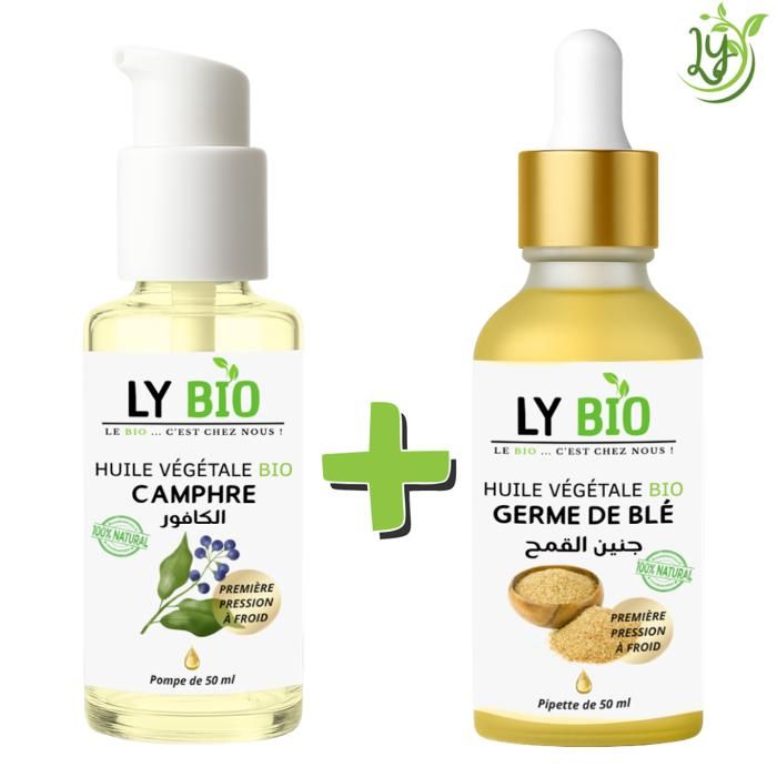 Pack d'huiles - LYBIO - Huile camphrée 50ml - Huile germe de blé 50ml - Nourrissant - Mixte