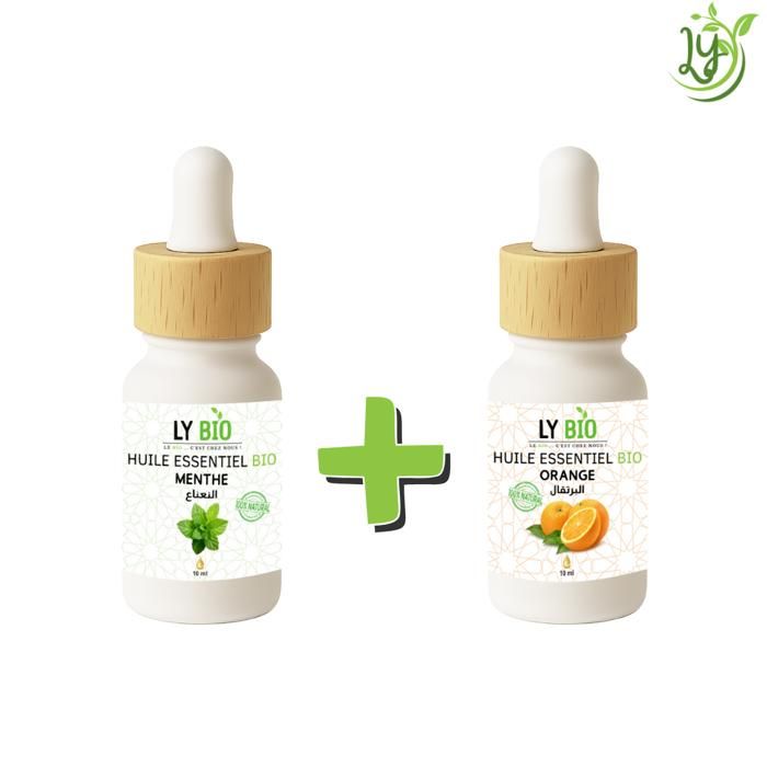 Pack Huile Essentielle - LYBIO - Menthe 10ml - Orange 10ml - Bien-être - Relaxation