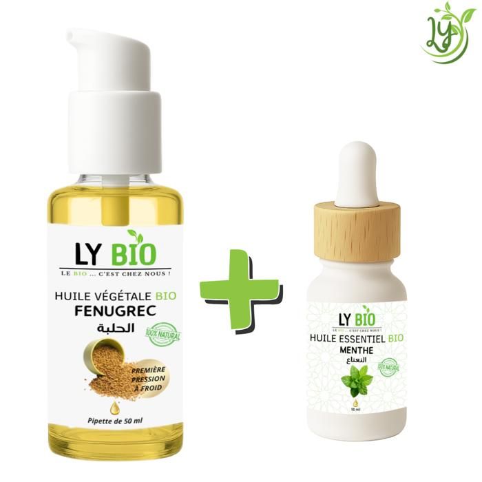 Pack de soins - LYBIO - Huile Fenugrec 50ml - Huile Essentielle Menthe 10ml - Nourrissant - Mixte