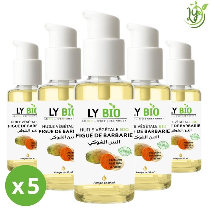 Huile de Figue de Barbarie - LYBIO - 50ml - Lot de 5 - Nourrissant - Mixte