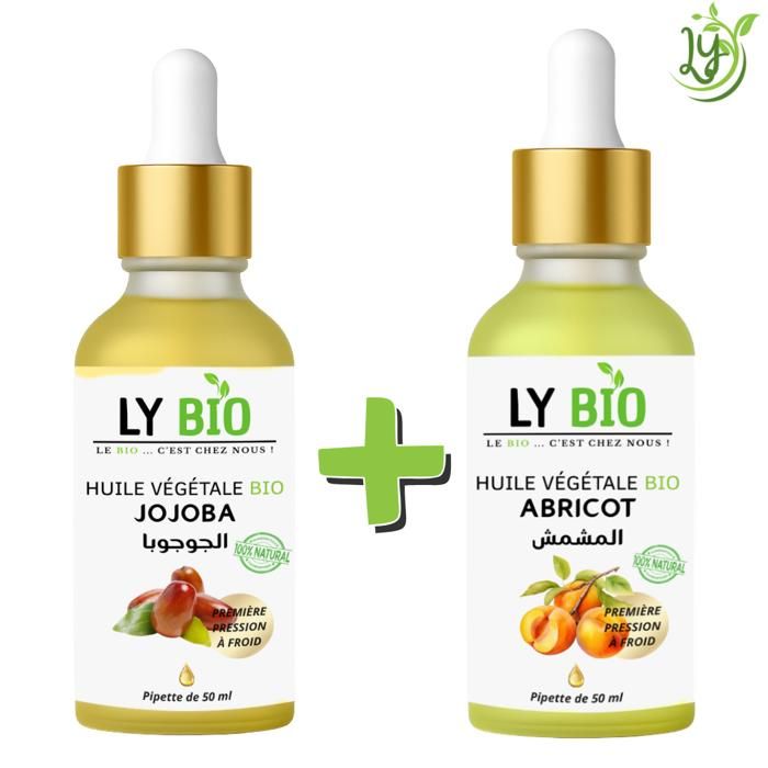 Pack Huile Jojoba et Abricot - LYBIO - 50ml - Hydratant - Pour tous types de cheveux - Mixte