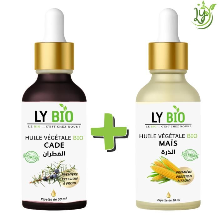 Pack Soin Cheveux - LYBIO - Huile Cade 50ml - Huile Mais 50ml - Hydratant - Mixte