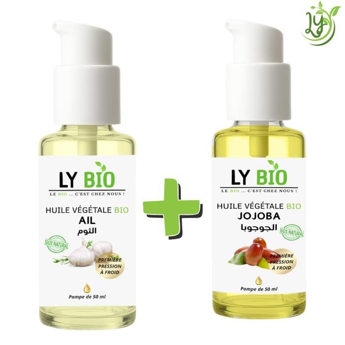 Pack Huile Ail & Jojoba - LYBIO - 50ml - Soin Cheveux & Peau - Hydratation & Régénération
