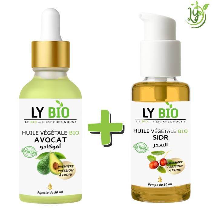 Pack Huile Avocat & Sidr - LYBIO - 50ml - Pipette & Pompe - Hydratant - Tous types de cheveux