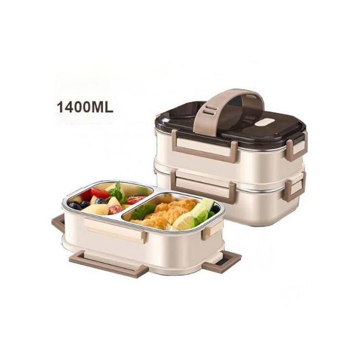 Boîte à Lunch 2 Couches with 2 Compartiments Pour Déjeuner Sain 1400ml