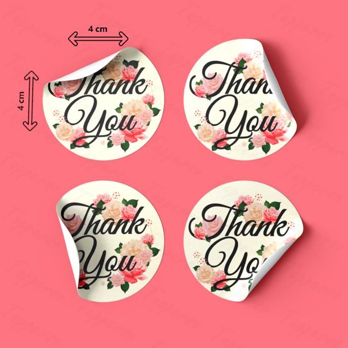 Étiquettes emballages autocollants “thank you” / 100 unités (4cm)