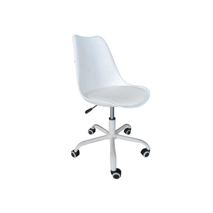 Chaise de bureau - DANS MA MAISON - MATTEO - Blanc - Réglable en hauteur - A roulettes