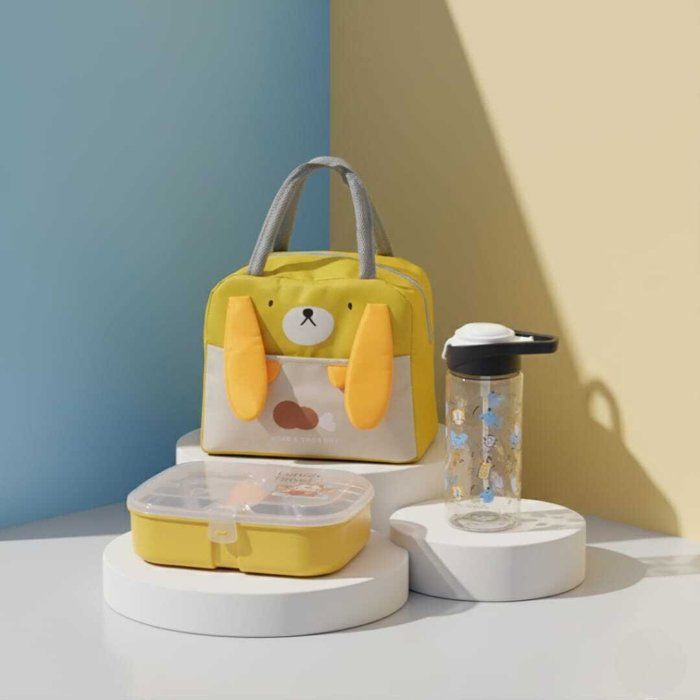 Set Lunch Box - AYA HOME - Design Animal - Sac Isotherme - Boîte Inox 2 Compartiments - 23cm/18cm