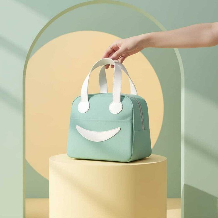 Sac à lunch isotherme - AYA HOME - Design sourire - Vert eau - 23cm/20cm - Enfants et adultes
