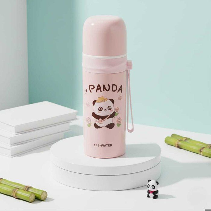 Thermos-Bouteille d'eau Isotherme - AYA HOME - Panda - Acier Inoxydable - 350ml - Rose