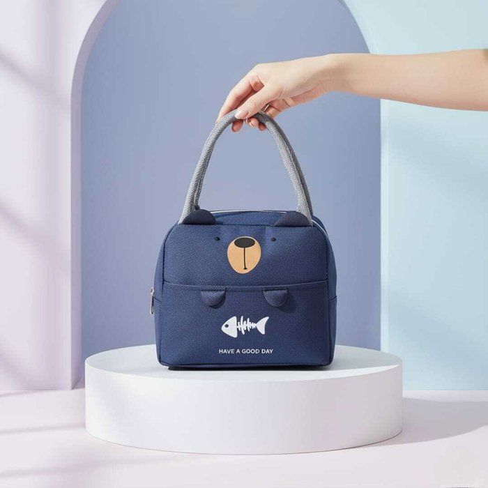 Sac à lunch isotherme - AYA HOME - Design mignon - Bleu - 24x20 cm - Tissu Oxford durable