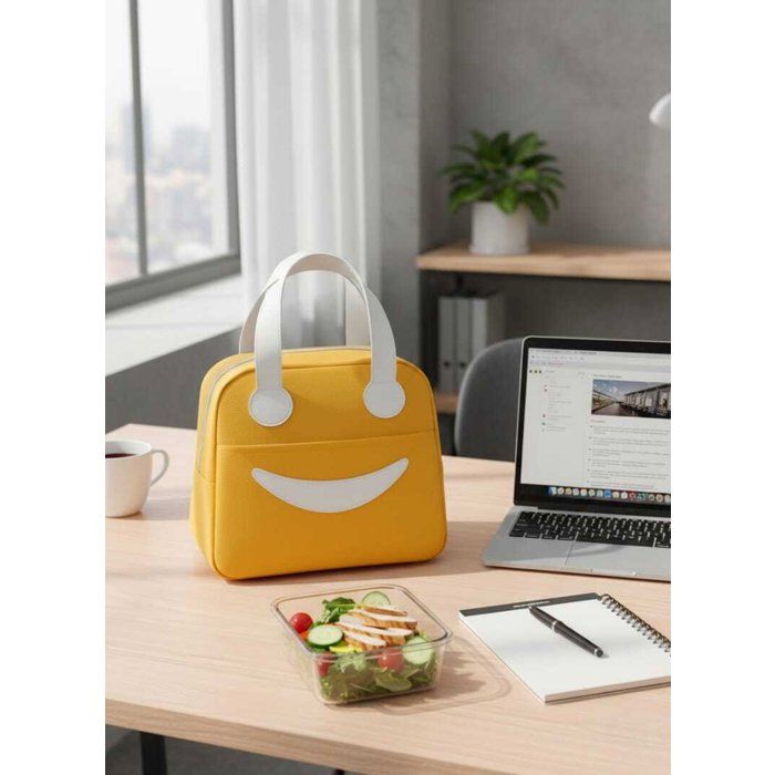 Sac à lunch isotherme - AYA HOME - Design sourire - Jaune - 23cm/20cm - Résistant et léger