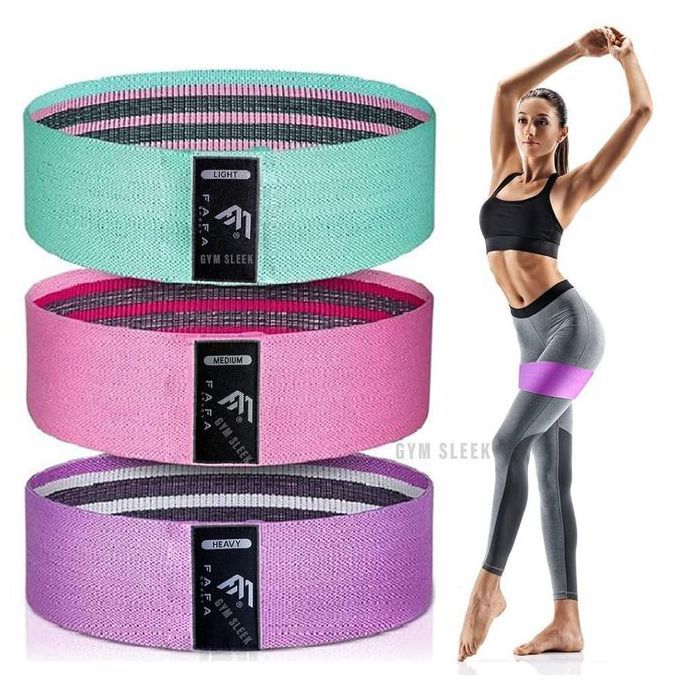 Hip Band Set 3 Résistances Bandes Élastiques Squat & Fessiers tissu élastique antidérapant et confortable