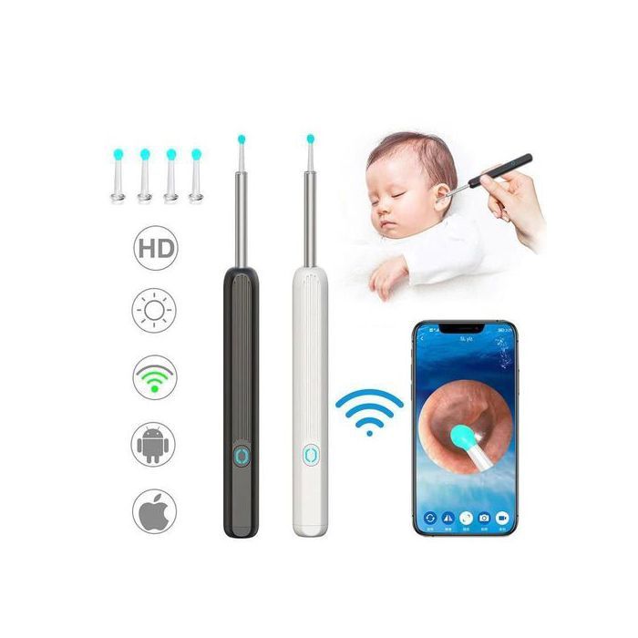 Nettoyeur d'oreille visuel intelligent sans fil, mini caméra, outil de suppression d'avertissement endoscope