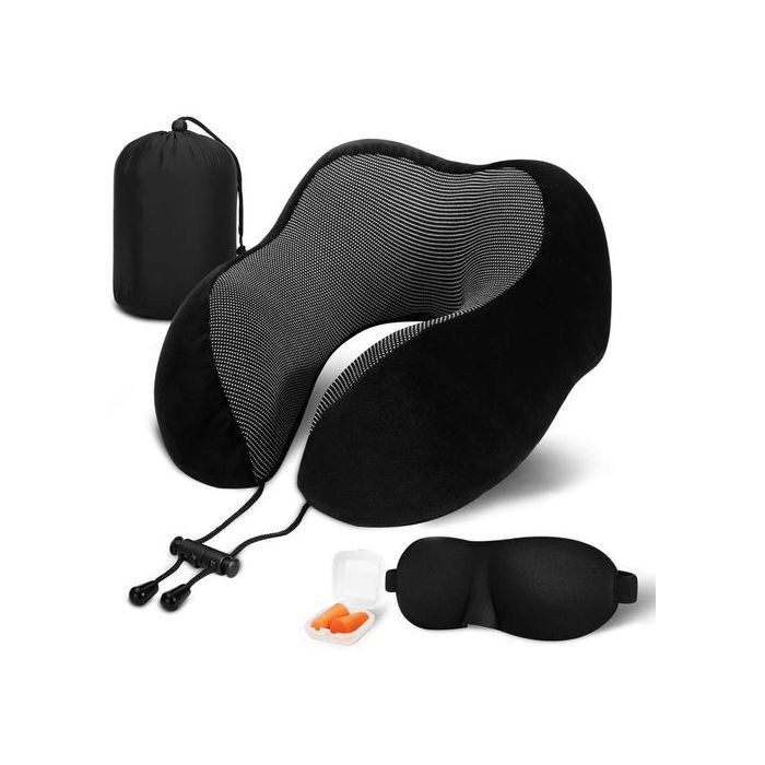 Oreiller de Voyage en Mousse à Mémoire – Coussin Cervical en U pour Voiture, Avion, Train