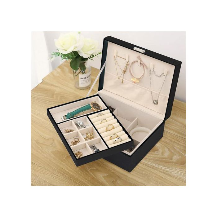 Boîte de Rangement de Bijoux à la Mode, Grande Capacité, Serrure Portable