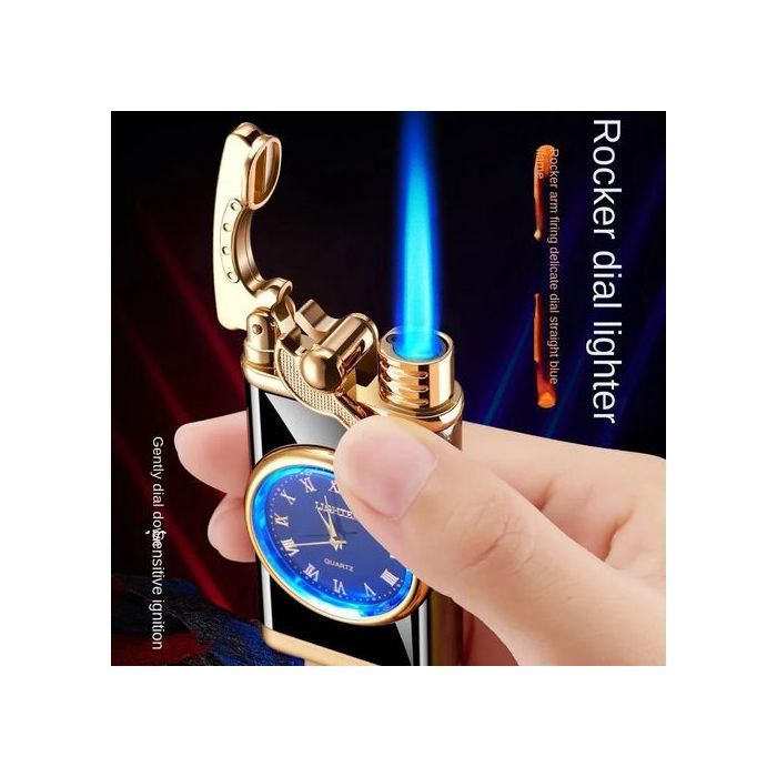 Allume-cigare à gaz en métal, montre à bascule, briquet à gaz, Jet Butane, coupe-vent, Gadgets pour hommes, boîte Wlth