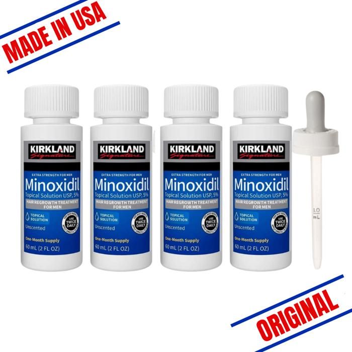 Traitement capillaire - KIRKLAND - Minoxidil 5% - 4 Bouteilles de 60ml - Anti-chute pour hommes
