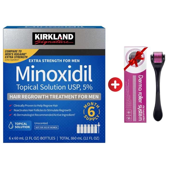 Traitement capillaire - KIRKLAND - Minoxidil 5% - 6 Bouteilles de 60ml - Anti-chute - Pour hommes