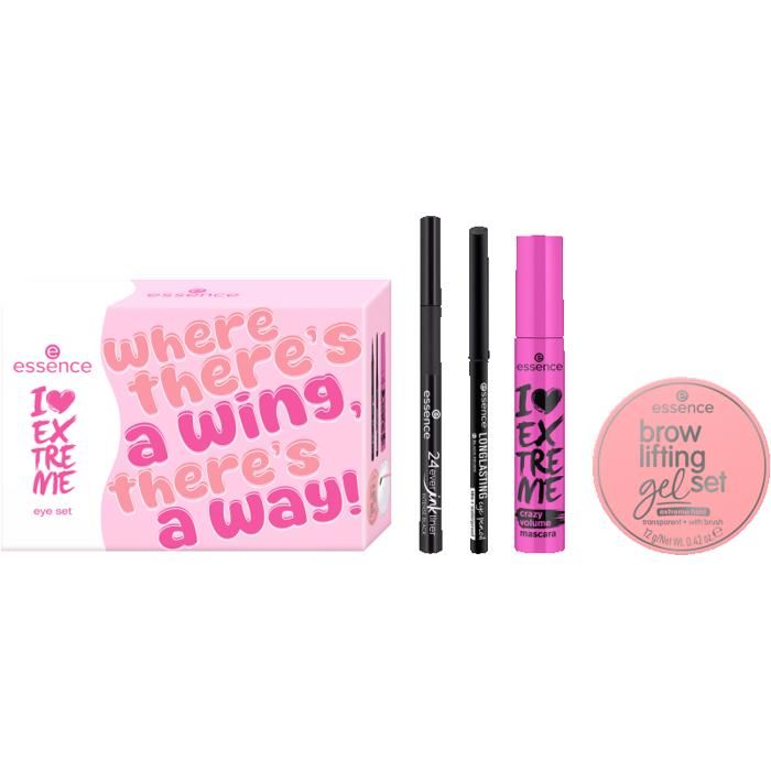 Coffret I Love Extreme Eye Set - ESSENCE - Mascara + Crayon yeux + Eyeliner + Gel liftant - Waterproof