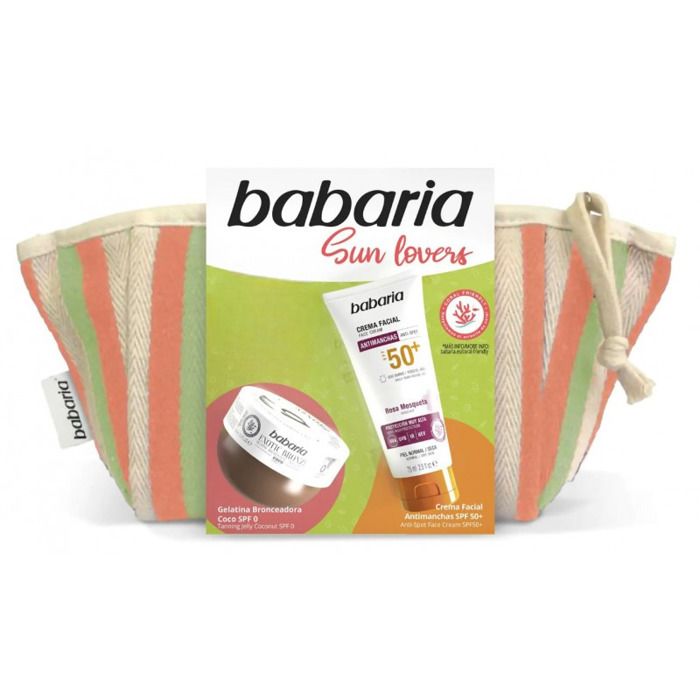 Coffret Solaire - BABARIA - Sun Lovers - Crème SPF 50+ - Gel Bronzant Noix de Coco - 75ml + 300ml