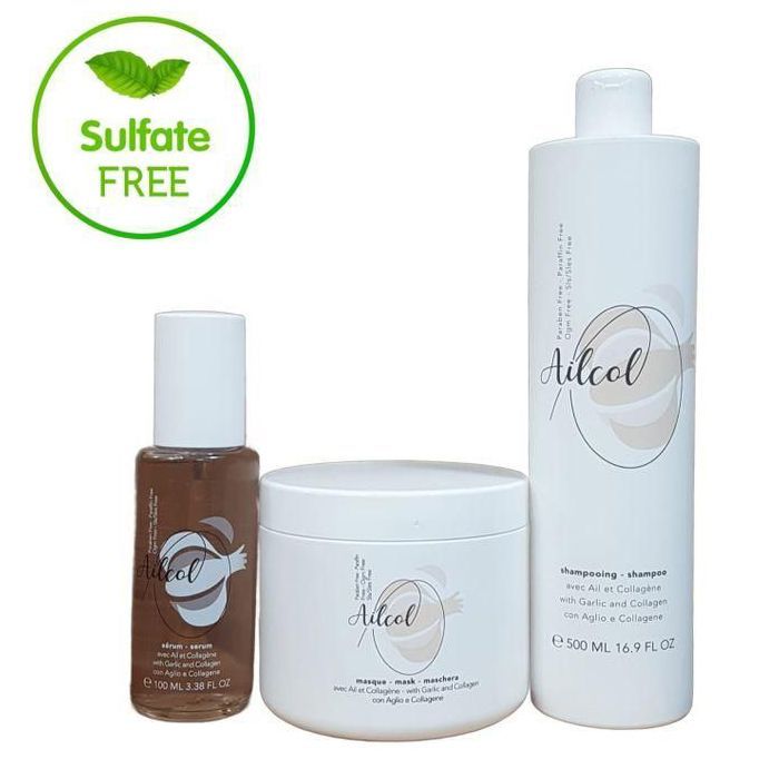 Pack Soin 3en1 Revitalisant - Ailcol - Shampooing + Masque + Sérum - 0% Sulfate - 0% Paraben