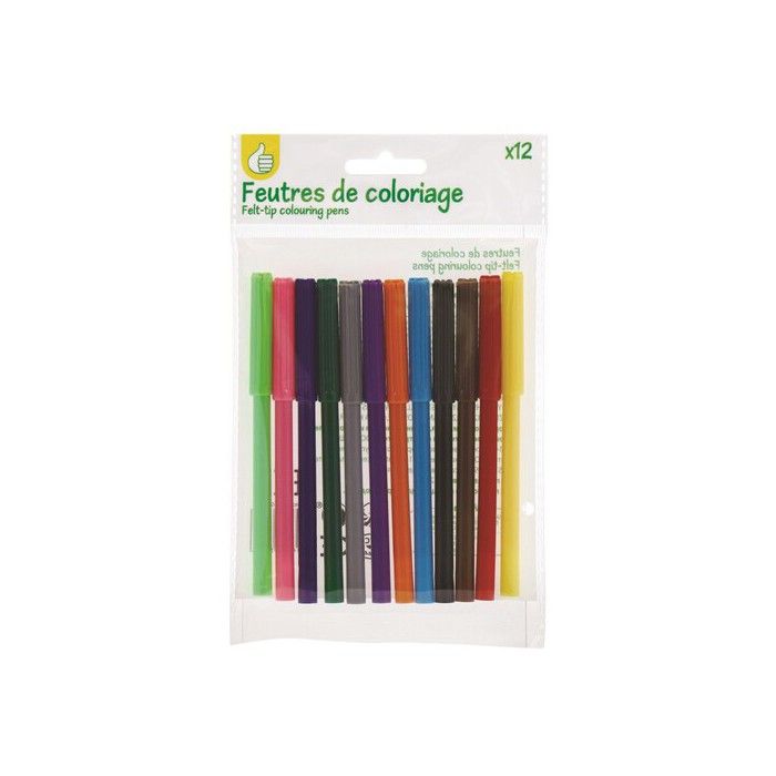 Stylos Couleurs Display - AUCHAN - 12 Stylos - Multicolore - Ergonomique - Pour Enfants