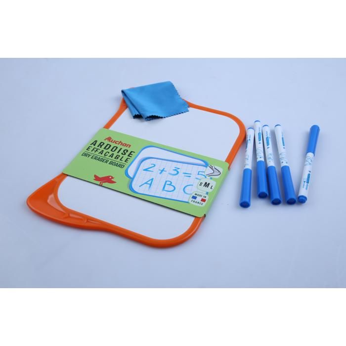 Ardoise Effaçable + 5 Feutres + Brosse Auchan