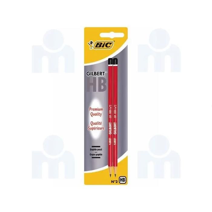Crayon HB - BIC - Gilbert N°2 - 2 pièces - Bois - Pointe ronde