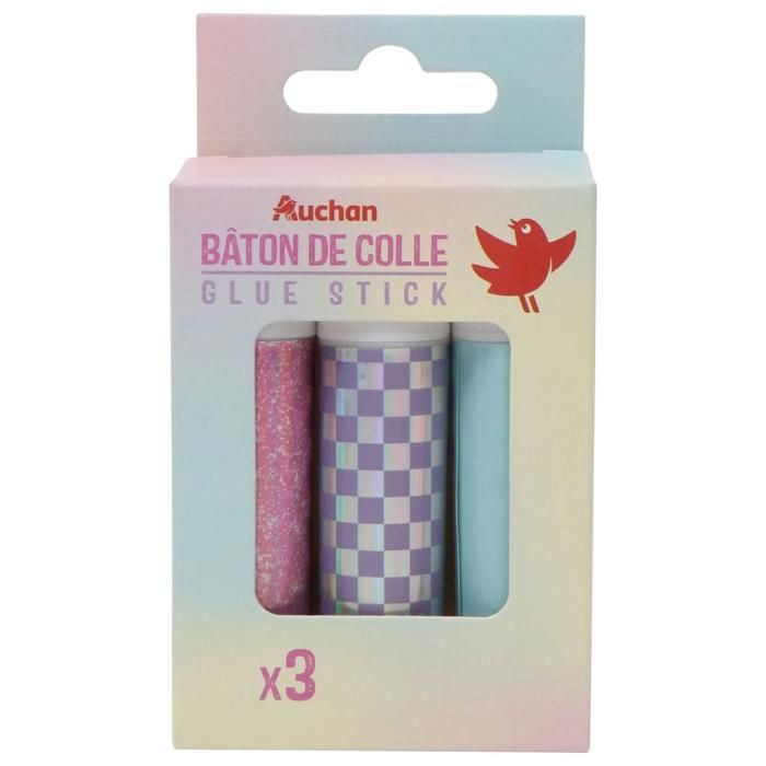 3 Colles Stick 9 gr Motif Shimmering Auchan