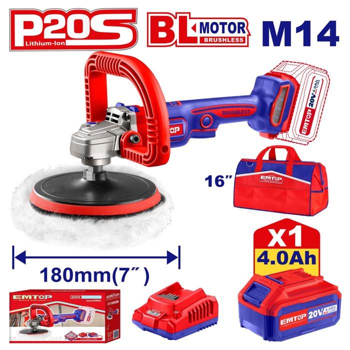 Polisseuse 180mm sans fil 20V + Batterie 4.0Ah